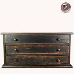 Three  Drawer Treasure Box Black Over Pumpkin - 24" x 10" x 12"