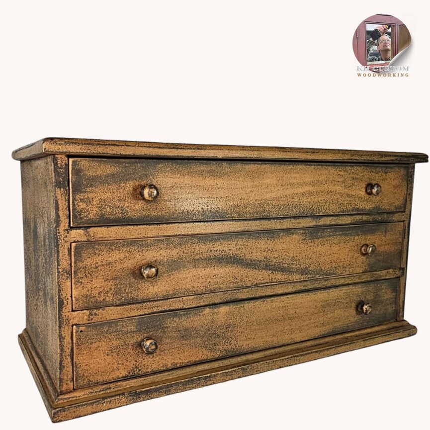 Three Drawer Box Mustard Over Black - 24" x 10" x 12"