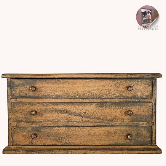 Three Drawer Wooden Box - Mustard Over Black - 24"