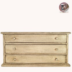 Three Drawer Wooden Box Cotton White - 24" x 10" x 12"