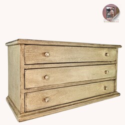 Three Drawer Wooden Box Cotton White - 24" x 10" x 12"