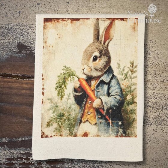 Rabbit with Carrot Flour Sack Towel