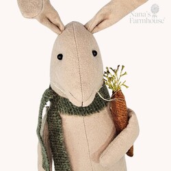Bunny with Carrot Green Scarf Weighted Base - 13"