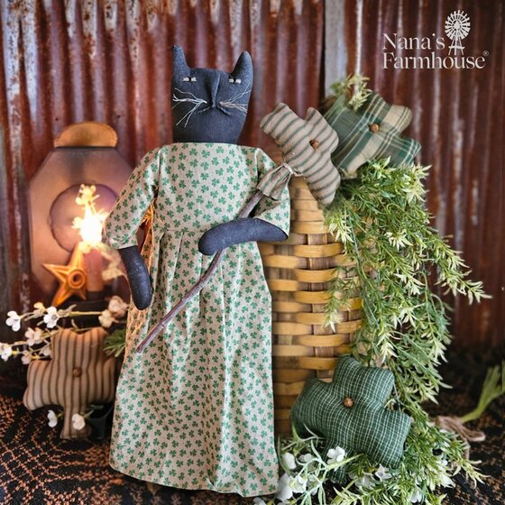 St. Pat's Black Cat Shamrock Print Dress