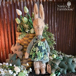 Mia Rabbit Checked Dress & Green Shamrock Apron - 20"