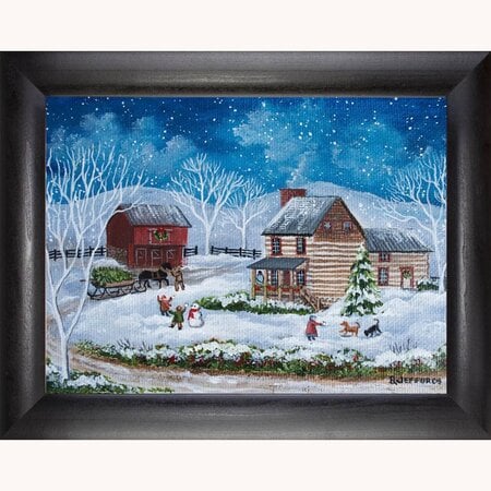 Log Homestead by Barbara Jeffords Framed Print