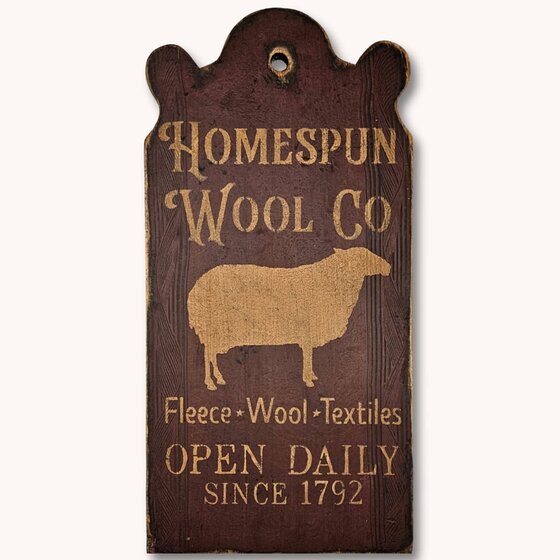 Homespun Wool Co. Pub Sign - Prim Red