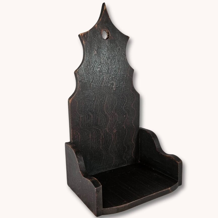 Wall Sconce Combed Stain Black over Red - 15.5" x 8.5" x 6.5"