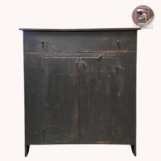 Log Cabin Cupboard Cabinet - Black Over Red