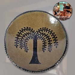Clay Craftsman Brown Clay Pottery Round Plate Willow Tree - 7"