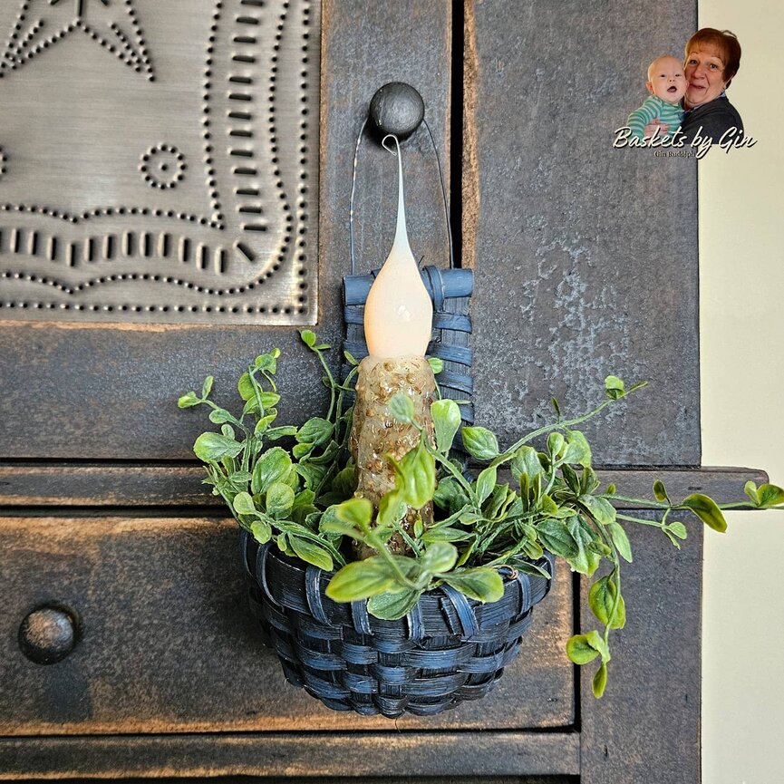 Cupboard Door Basket Wire Hanger Navy Blue - 9" x 4.5"