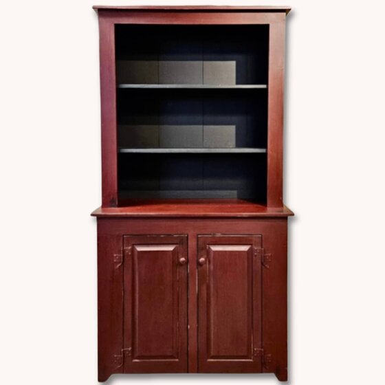 Primitive Red Two Door Hutch