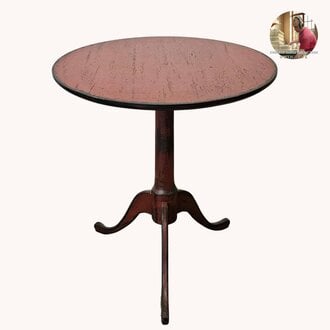 Shaker Round Top Table - Red Over Black