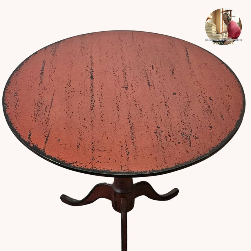 Shaker Round Top Table - Red Over Black