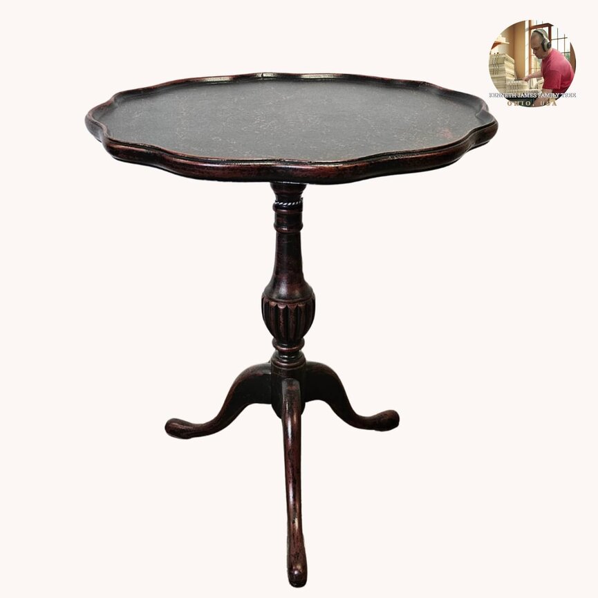 Round Tea Table - Black over Red