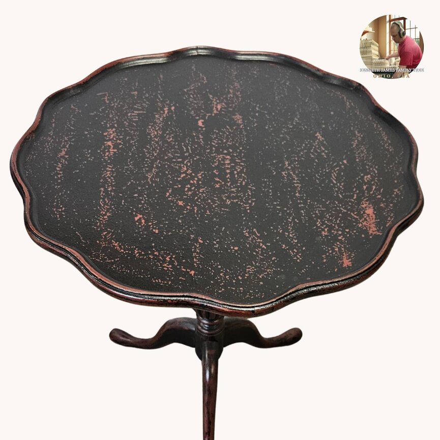 Round Tea Table - Black over Red