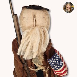 Soldier Cloth Face Brown Uniform with Rifle & Flag - 21"