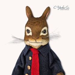 Peter Rabbit Blue Jacket with Red Tie Ears Up - 9.25"