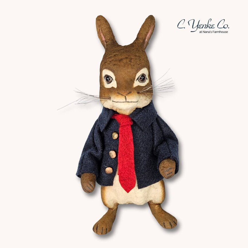 Peter Rabbit Blue Jacket with Red Tie Ears Up - 9.25"