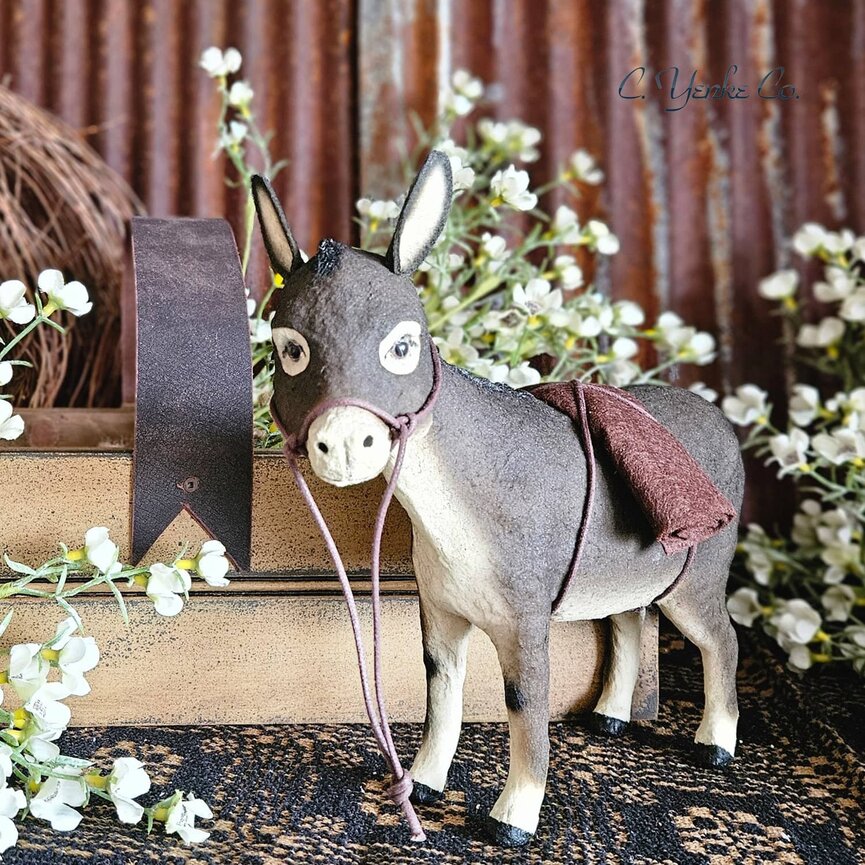 Donkey with Blanket Standing Dark Brown - 8.5" x 9"
