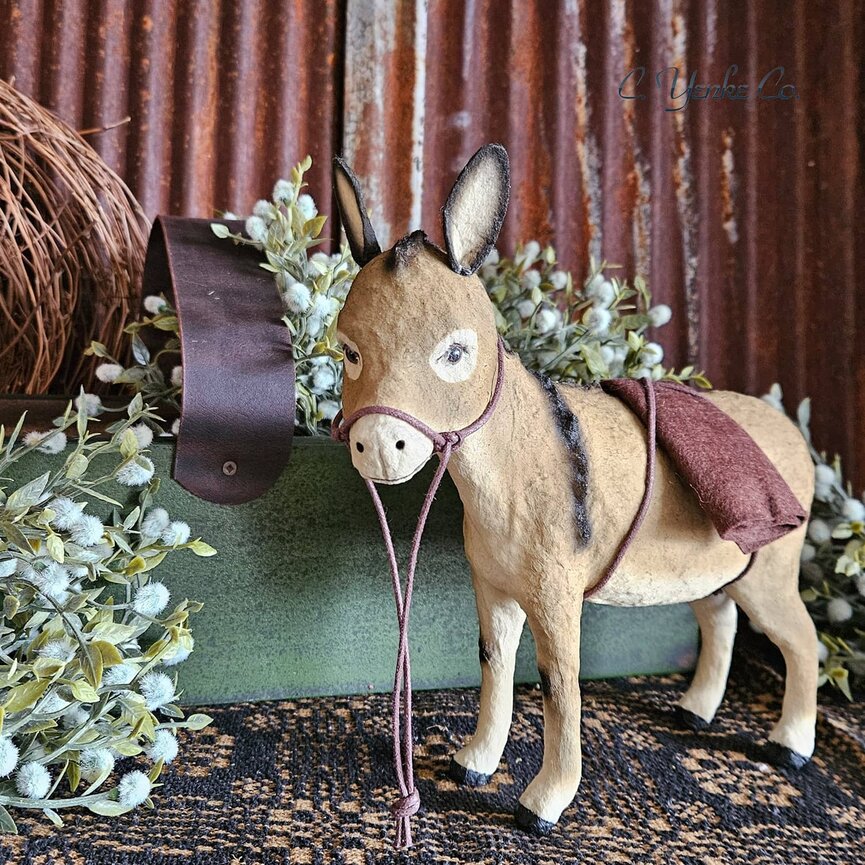 C. Yenke Donkey with Blanket Standing Tan - 8.5" x 9"