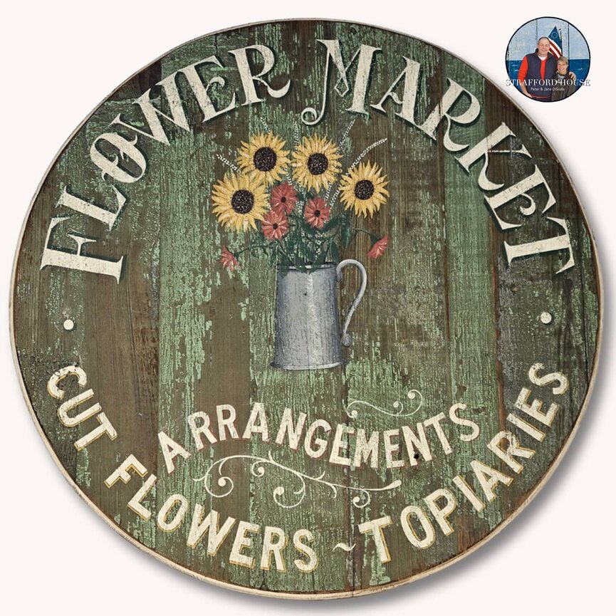 Flower Market Handpainted Board Sign Round - 26"