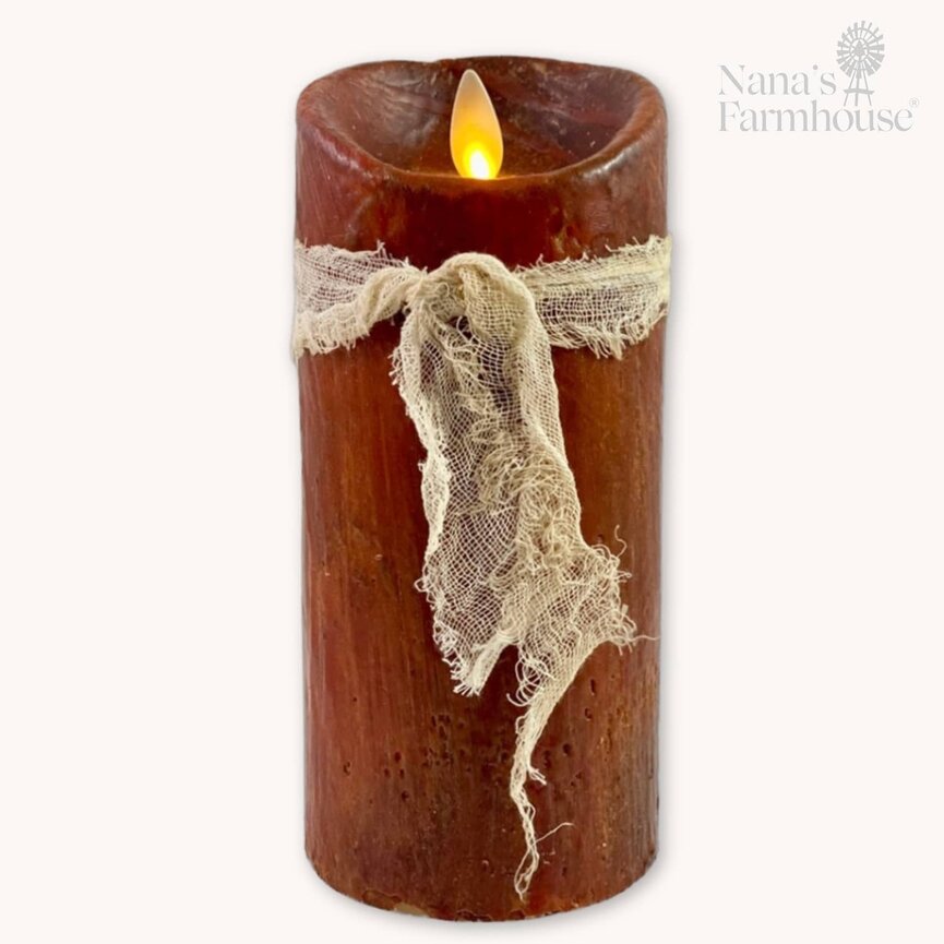 Moving Flame Pillar Candle Burnt Orange - 6" x 3"