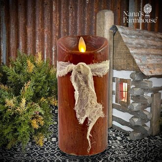 Moving Flame Pillar Candle Burnt Orange - 6"