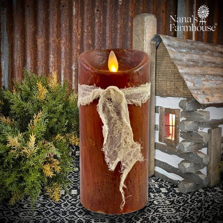 Moving Flame Pillar Candle Burnt Orange - 6"