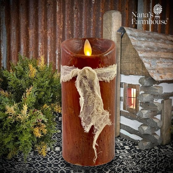 Moving Flame Pillar Candle Burnt Orange - 6"