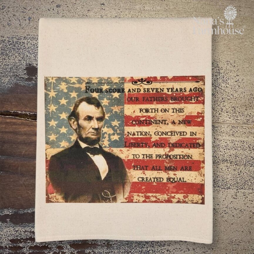 Flour Sack Towel Four Score And Seven Years Ago - 27" x 27"
