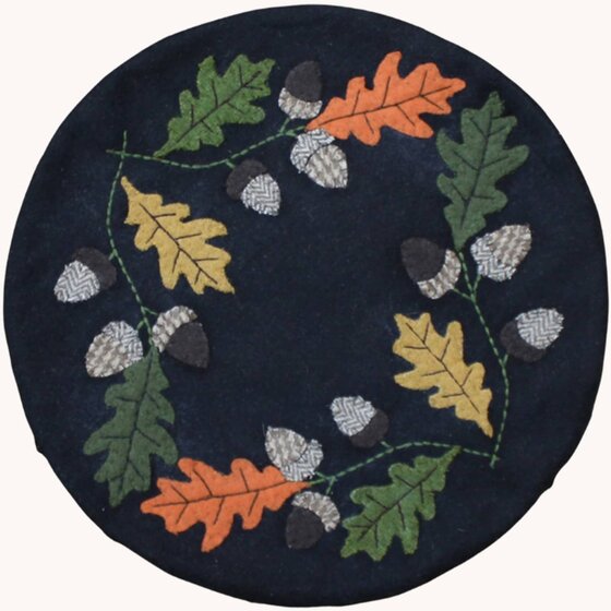 Leaves & Acorns Wool Felt Candle Mat