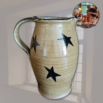 Stars Brown Pottery Pitcher - Small