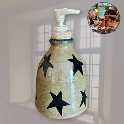 Crock Soap Dispenser with Stars - 6.5"