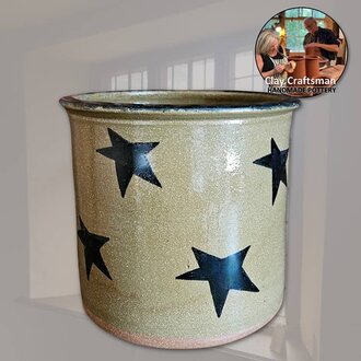 Clay Craftsman Tan Pottery Spoon Crock Stars - Small