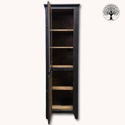 Black Pantry Cabinet with Glass Doors