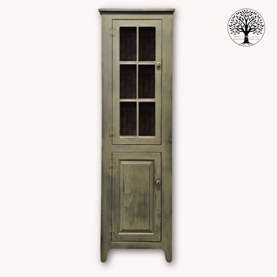 Pewter Pantry Cabinet with Six Pane Glass Door - Pewter