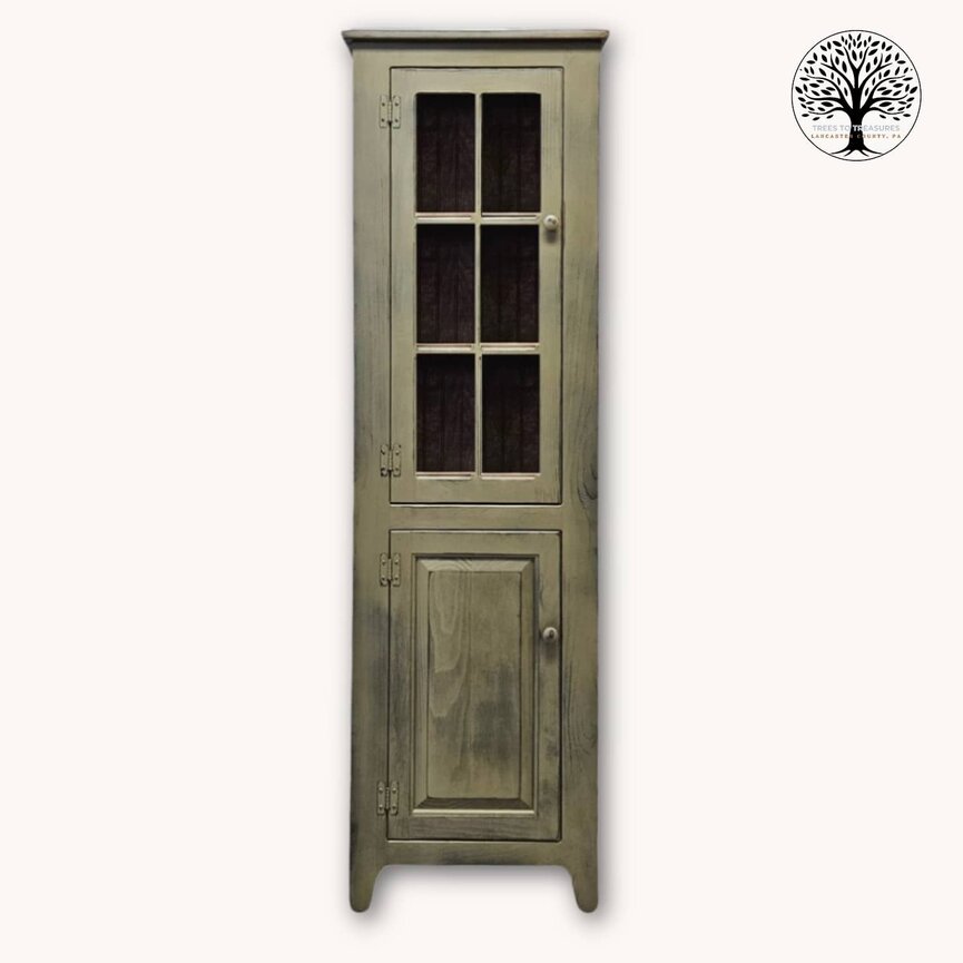 Pantry Cabinet with Six Pane Glass Door Pewter - 70" x 21.5" x 12. 5"