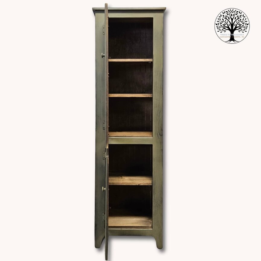 Pantry Cabinet with Six Pane Glass Door Pewter - 70" x 21.5" x 12. 5"