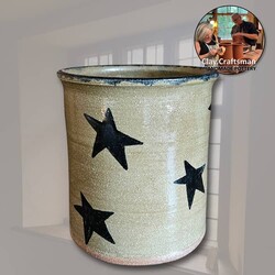 Clay Craftsman Pottery Crock with Stars - 5"