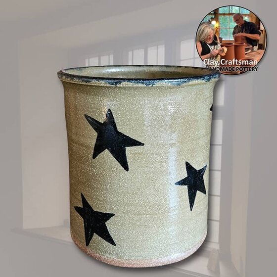 Pottery Crock with Stars - Small