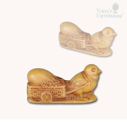 Natural Beeswax Chick with Egg Cart - 3" X 3"
