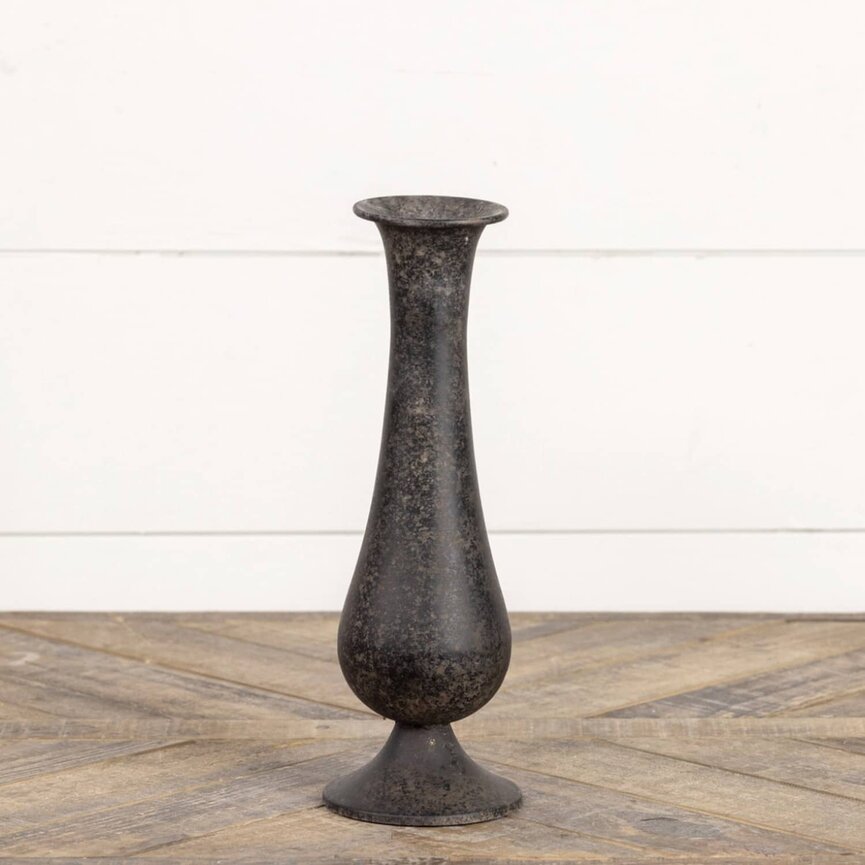 Black Distressed Vase - 12.25" x 4"