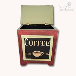 Coffee House Hand Painted Wooden Box Hinged Lid Sage Green - 16" x 15" x 9"