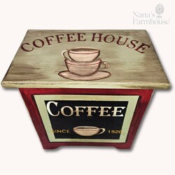 Coffee House Hand Painted Wooden Box Hinged Lid Sage Green - 16" x 15" x 9"