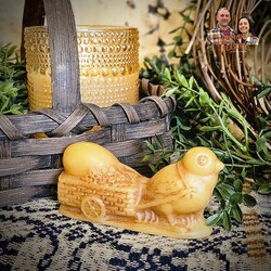 Natural Beeswax Chick with Egg Cart - 3" X 3"