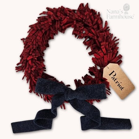 Red Velvet Wool Felt Wreath - 9"