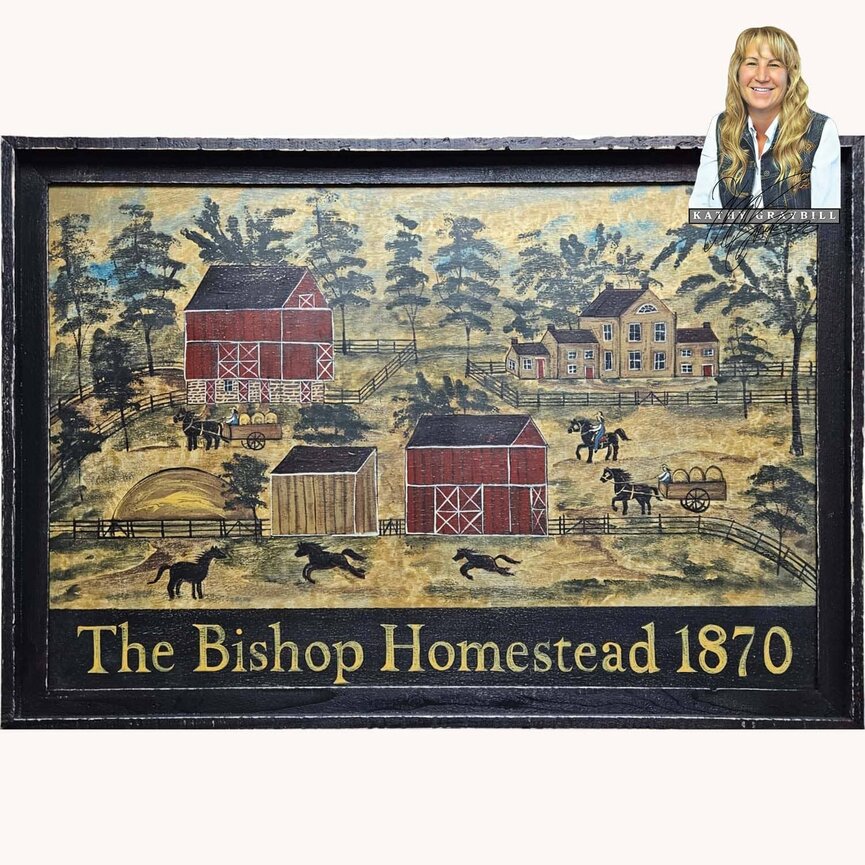 Kathy Graybill The Bishop Homestead Hand Painted Original Artwork Black Frame - 27" x 39"