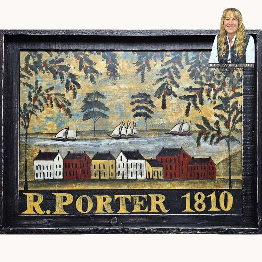 Kathy Graybill Hand Painted R. Porter 1810 Original Artwork Black Frame - 21" x 27"