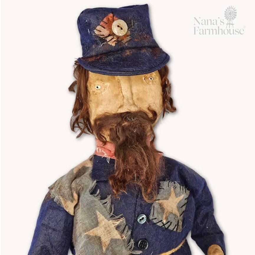 Prim Union Soldier with Tattered Uniform & American Flag - 28"